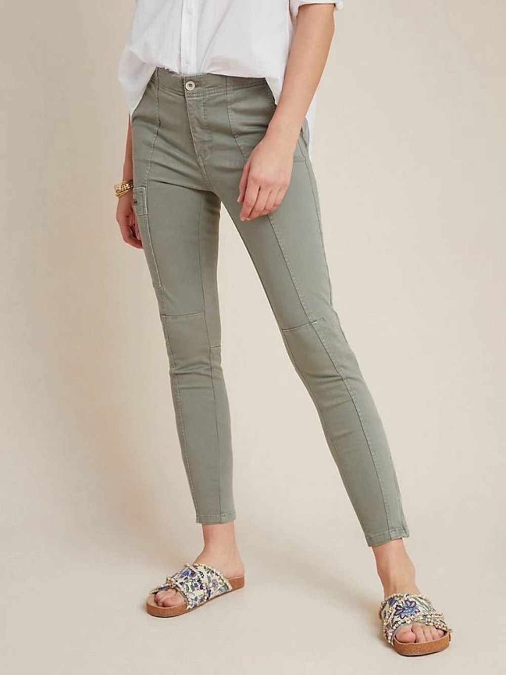 Anthropologie Green Cargo Utility Seamed Pants Size 30